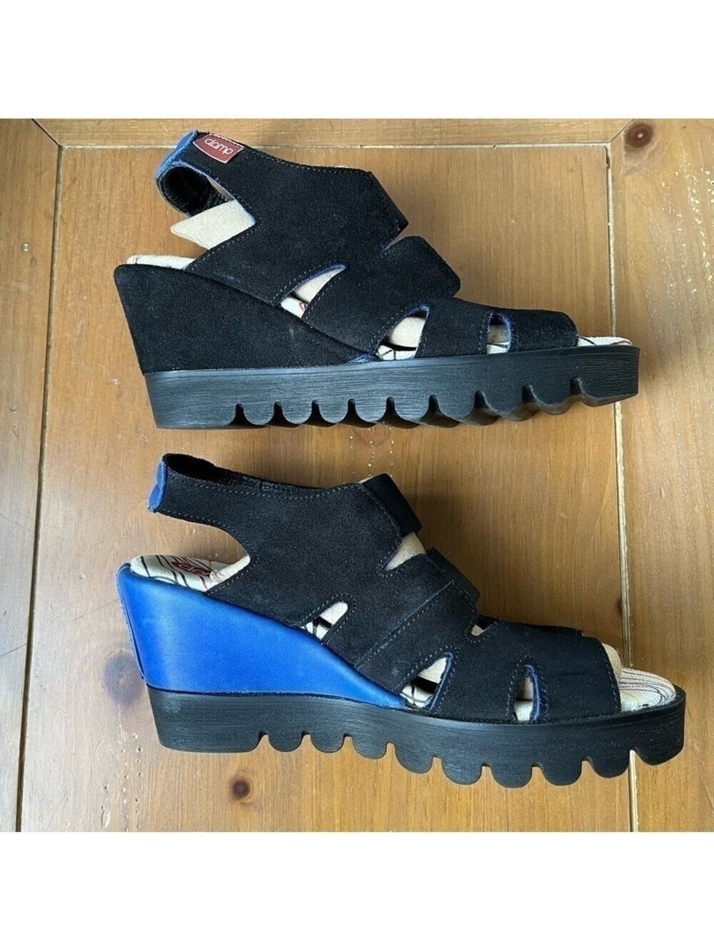EUROPEAN Clamp Shoes Women’s Wedge Platform Sandals Colorblock Black Blue 39 8